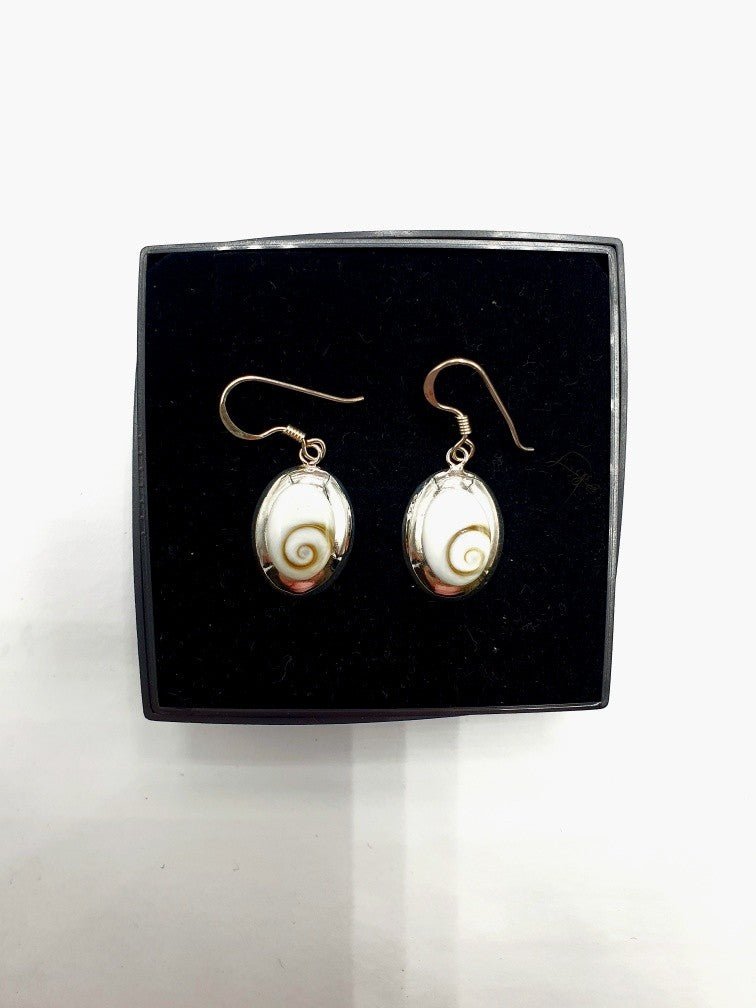 Boucles d'oreilles ovales pendantes serties argent