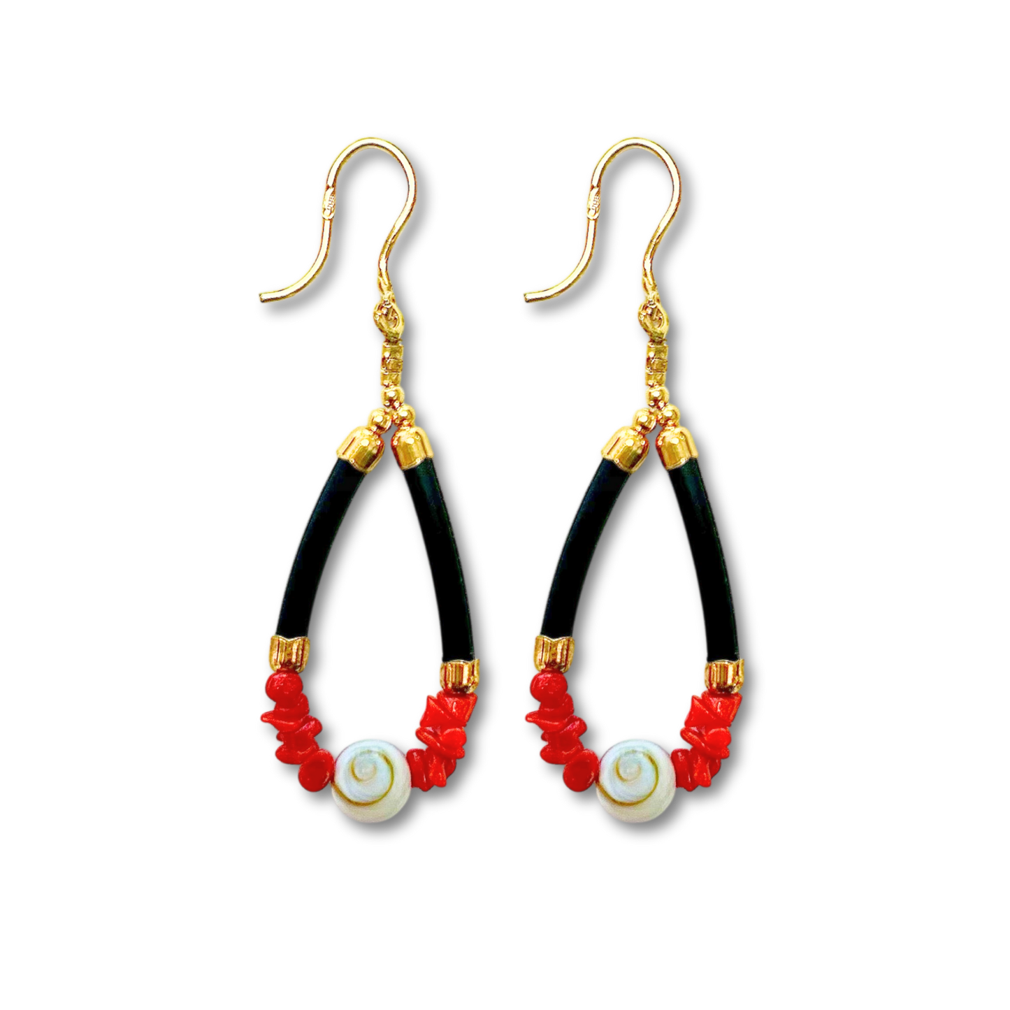Boucles d'oreilles Corail & Caoutchouc