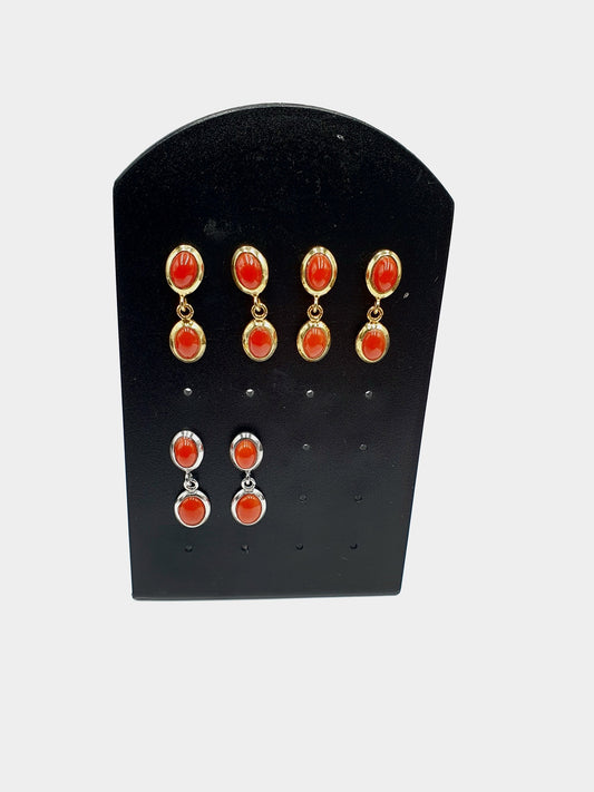 Boucles d’oreilles corail pendante