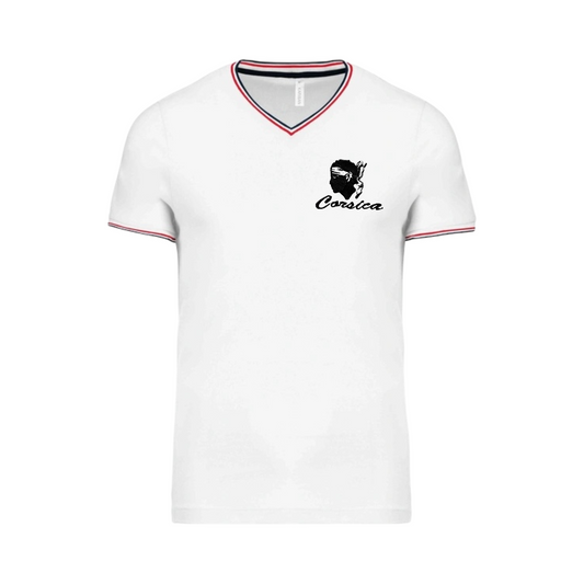T-Shirt Brodé Col V, maille piquée