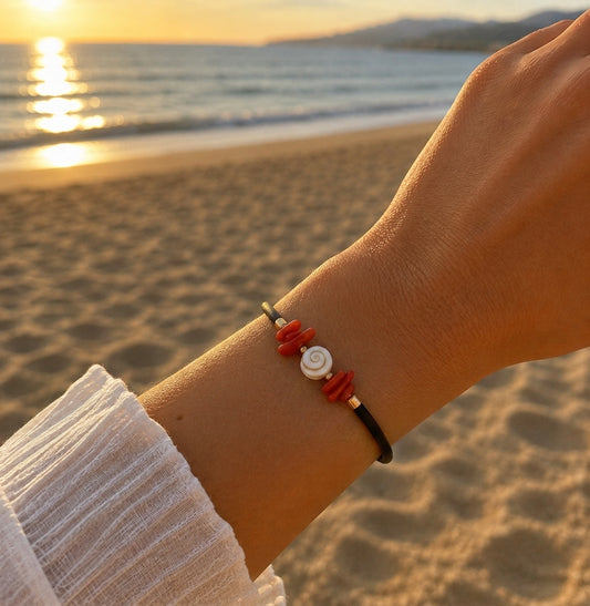 Bracelet corail et oeil