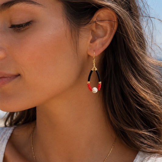 Boucles d'oreilles Corail & Caoutchouc