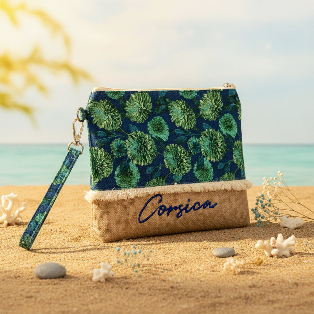 👜 Pochette « Corsica » – Motif floral 🌿
