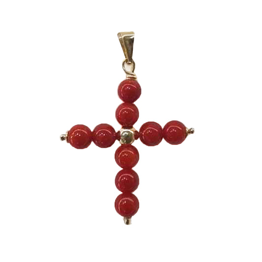 Pendentif Croix en corail de Méditerranée