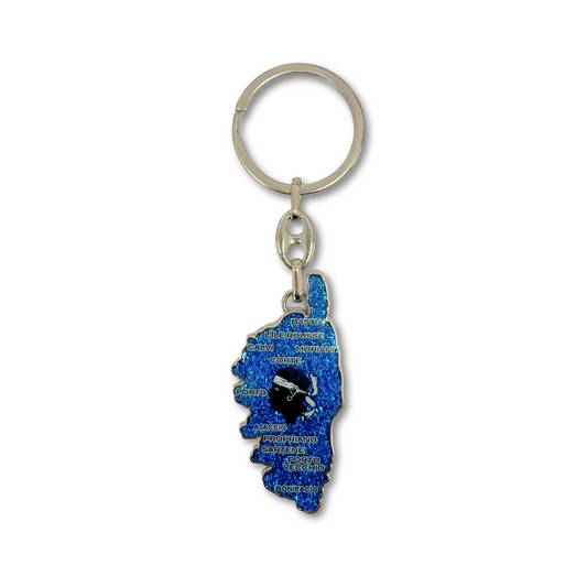 Porte-Clés Corse, Paillettes Bleues