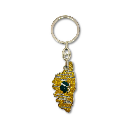 Porte-clés Corse, Paillettes Dorées