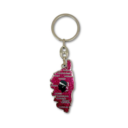 Porte-clés Corse, Paillettes Roses