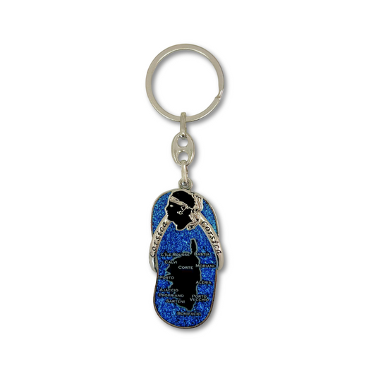 Porte-clés Tong, Paillettes bleues